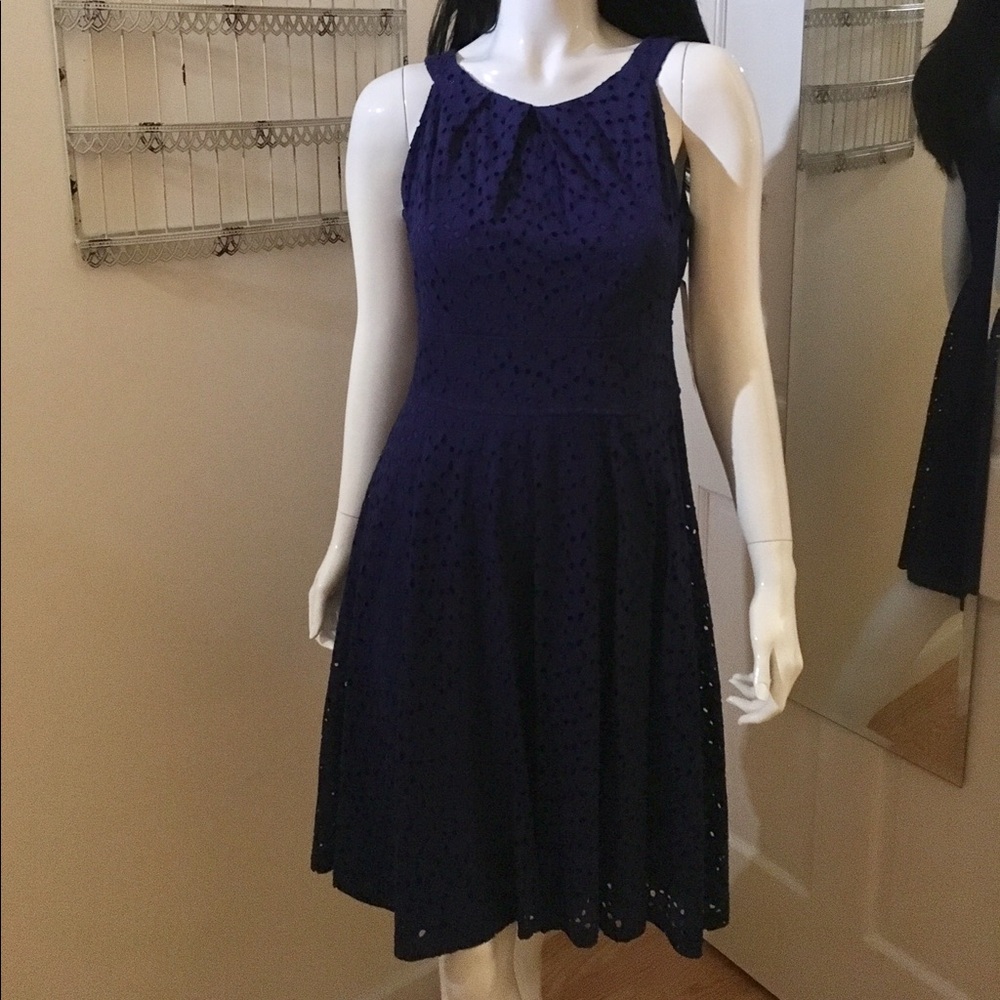 London Times Royal Blue Eyelet Dress